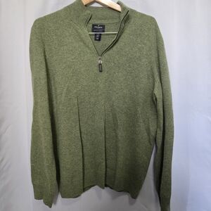 Dan Hechter Men's Cashmere Green Quarter-Zip Sweater XL